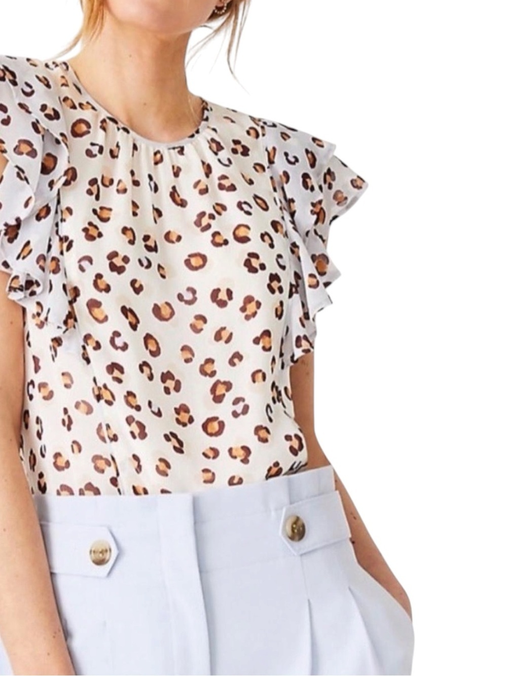 🐆 Ann Taylor Leopard Print Ruffle Blouse | Size M | Like New